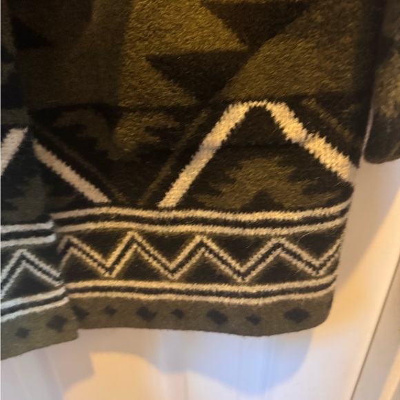 Frye Olive Green Geometric  Knit Sweater - Picture 5 of 9